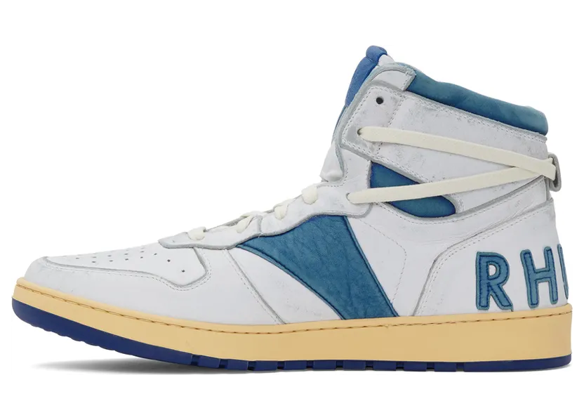 Rhude White & Blue Rhecess Hi Sneakers (RHSS21FO00000028) (3)