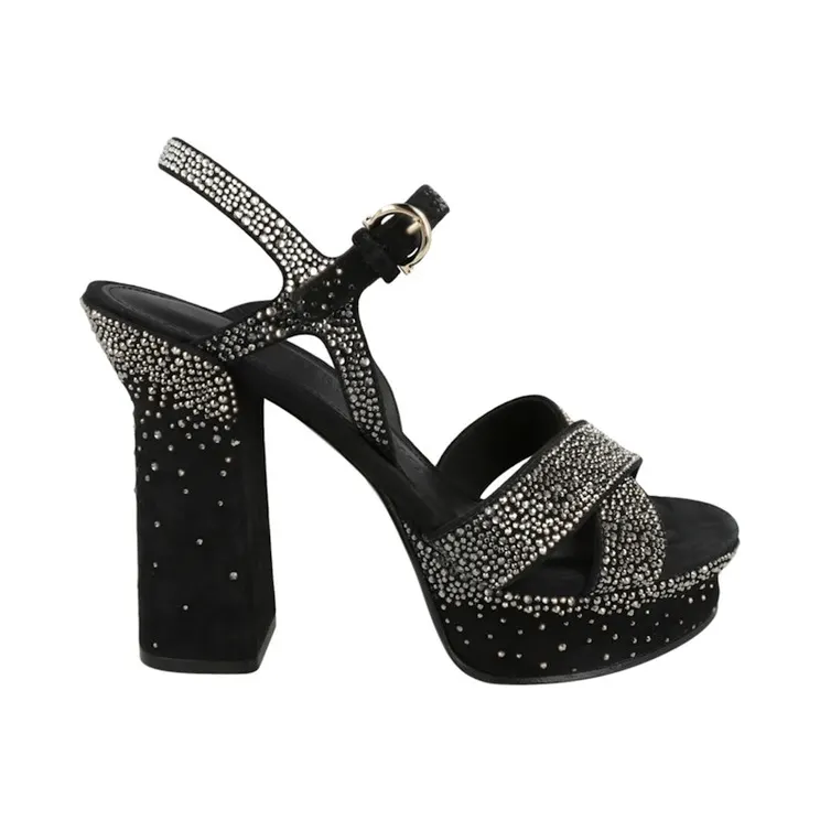 Ferragamo Sonya Suede Platform Sandals Black (01E915-761473)