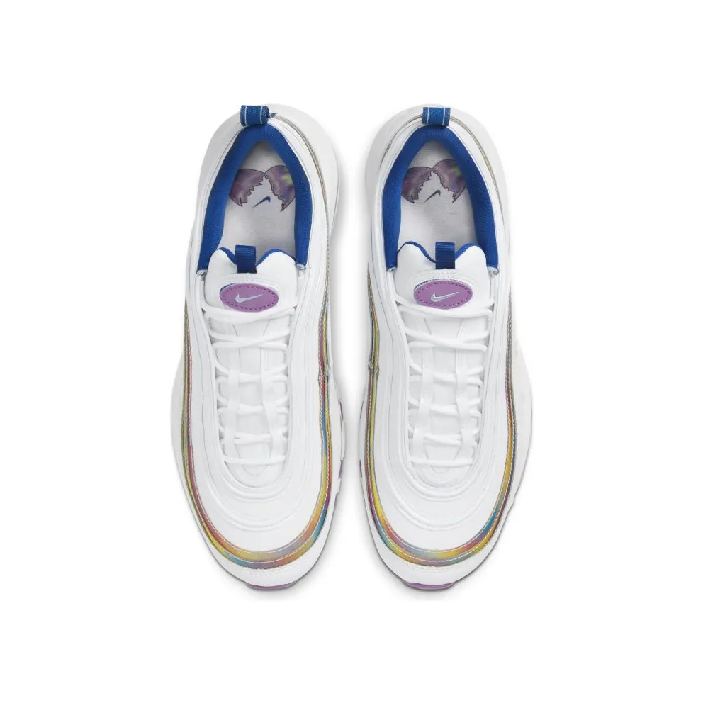 Nike Air Max 97 White Iridescent Stripes (W) White/Washed Coral-Purple-Blue-Volt (CW2456-100)