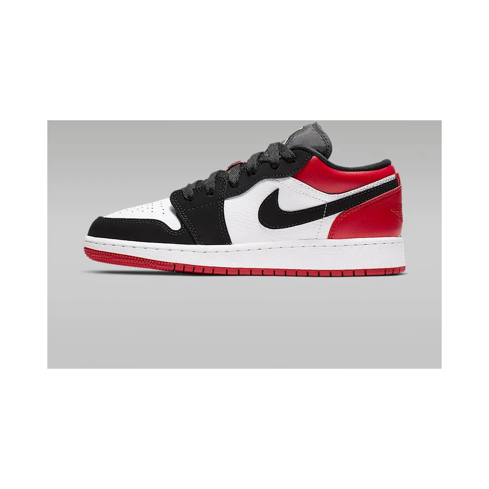 Jordan 1 Low Black Toe (GS) White/Black-Gym Red (553560-116)