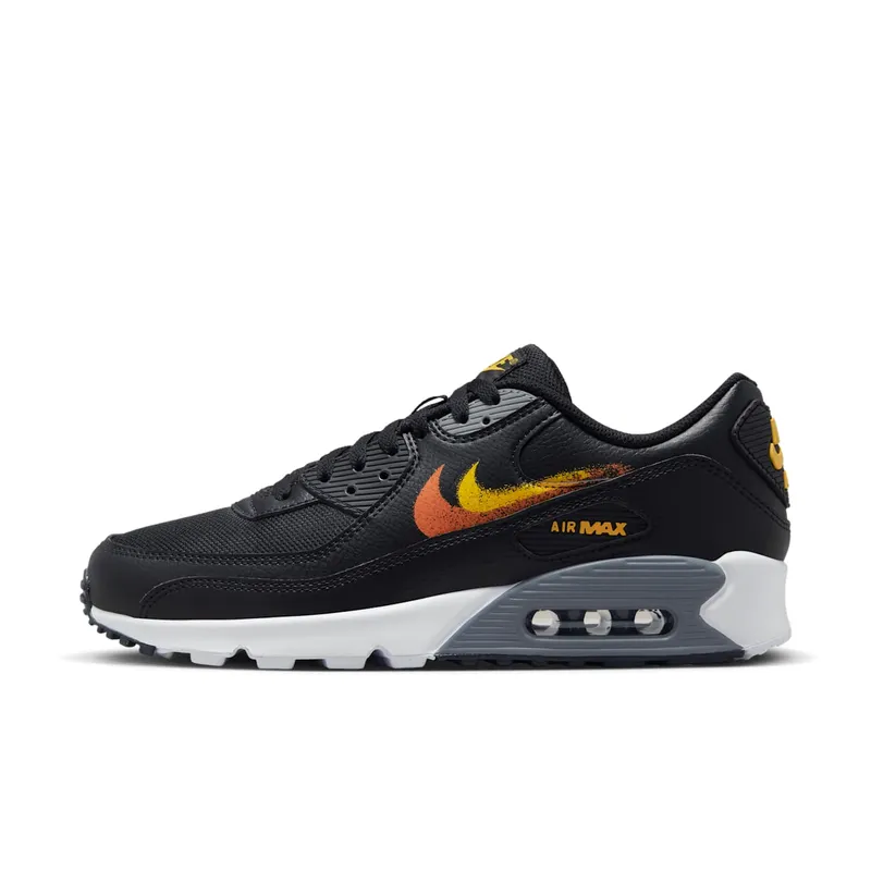 Nike Air Max 90 Spray Paint Swoosh Black University Gold (FJ4229-001)