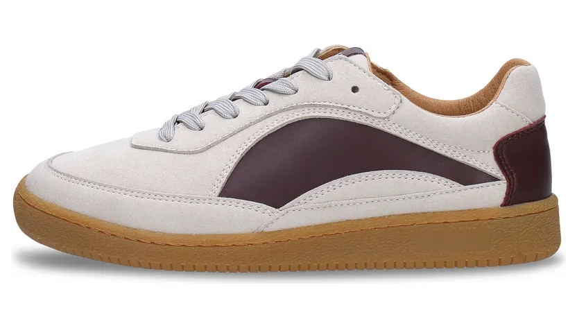 Nae Vegan Shoes sneaker Taupe / Wijnrood (SIDNEYREDMICROFIBER38)