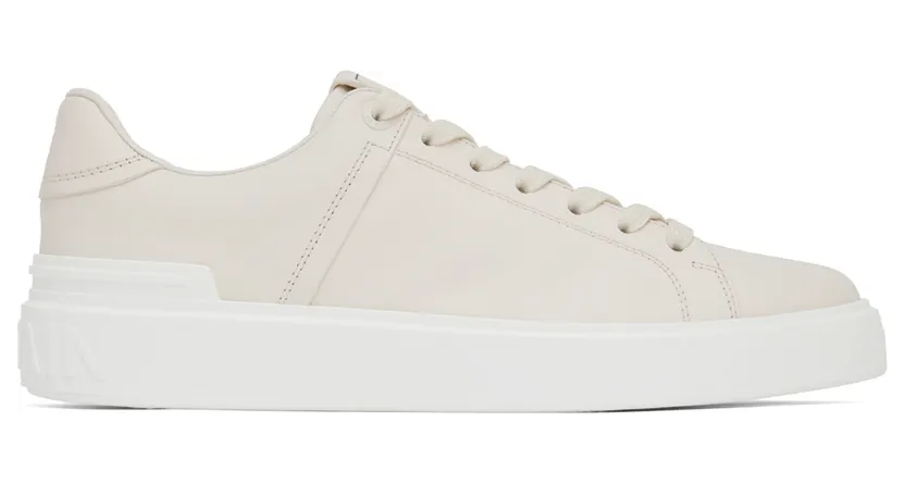 Balmain White B-Court Low-Top Sneakers (YM1VI288LVTR)