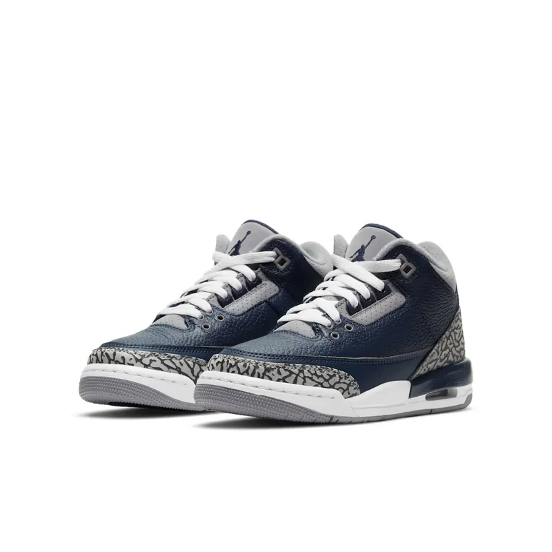 Air Jordan 3 Retro Georgetown (GS) (2021) – “Midnight Navy / Cement Grey White” (398614-401)