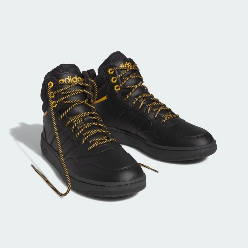 Adidas Hoops 3.0 Mid Lifestyle Basketball Classic Winterschoenen Core Black / Core Black / Preloved Yellow (IG7928)