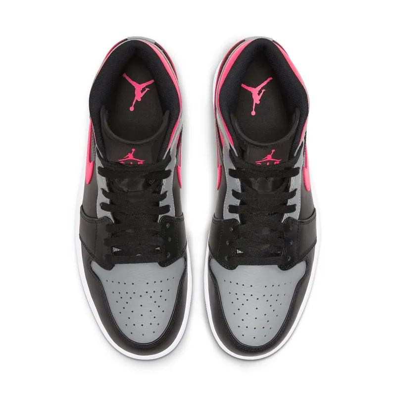Jordan 1 Mid Pink Shadow Black/Hot Punch-Light Smoke Grey (554724-059)
