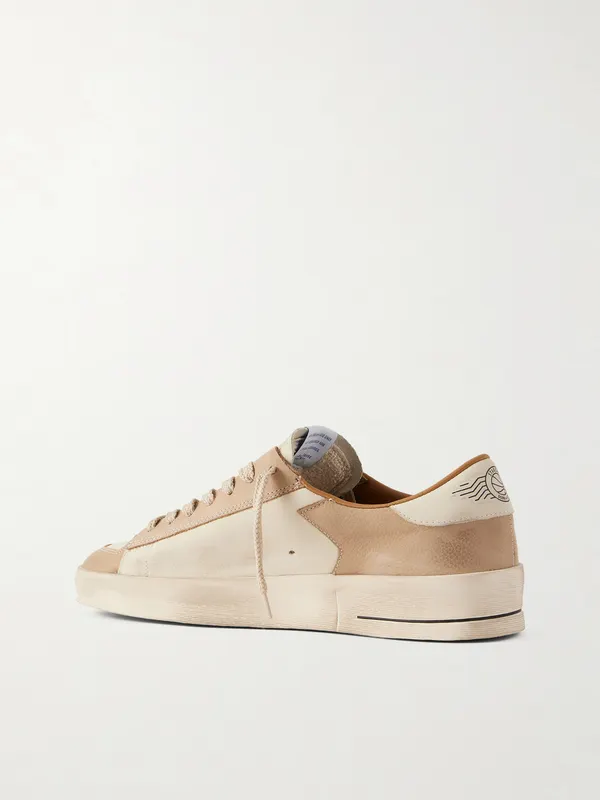 Golden Goose Stardan Distressed Colour-Block Full-Grain Nubuck and Leather Sneakers Beige (GMF00667.F008140) (4)