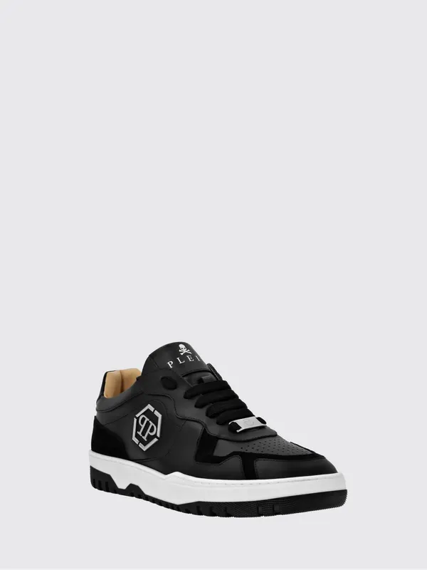 Philipp plein Low-Top Leather and Suede Sneakers with Hexagon Logo Black (SADSUSC0545PLE010N02)