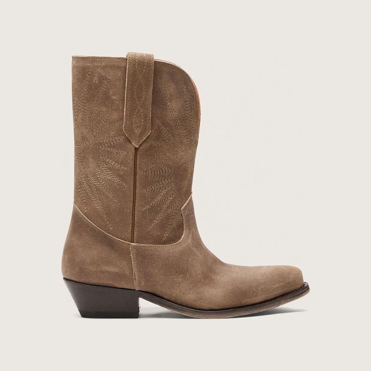 Golden Goose Low Wish Star Boots In Gray Suede With Star Embroidery (GWF00136.F008199.15100)