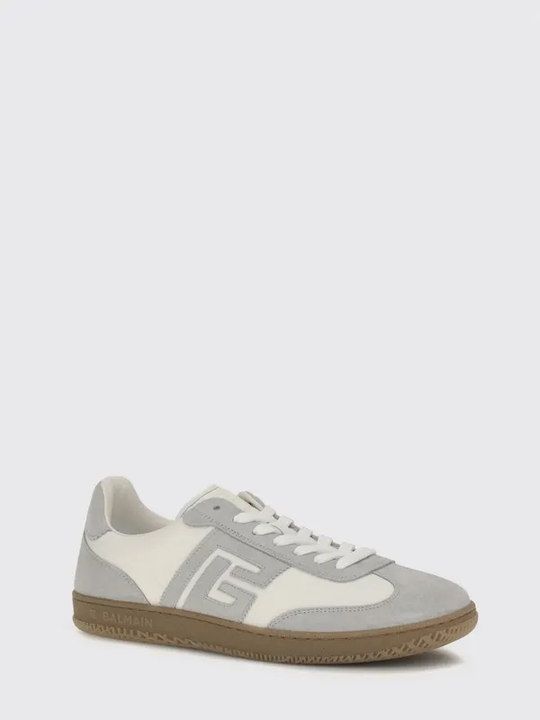Balmain Swan Low-Top Suede and Leather with PB Monogram Grey (HM1VI360LBEWYKS)