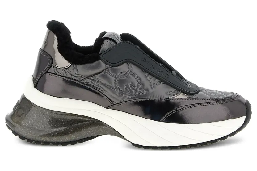 PINKO Ariel 19 gewatteerde sneakers met logodetail – Grijs (SS0097T042KZ7)