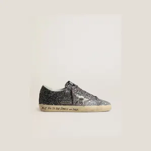 Golden Goose Super Star With Glitter Upper And Silver Metallic Leather Star (GWF00101.F007470.60246)