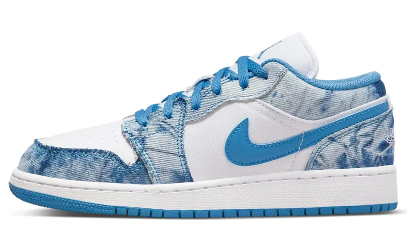 AIR Jordan 1 LOW GS Acid Wash Denim “White / Dutch Blue” (DM8947-100)
