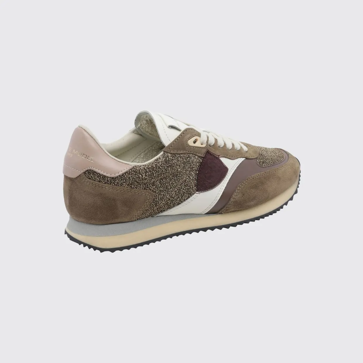 Philippe Model Blville Low-Top Sneakers in Suede and Lurex with Serrated Sole Brown (BVLDGR06) (2)