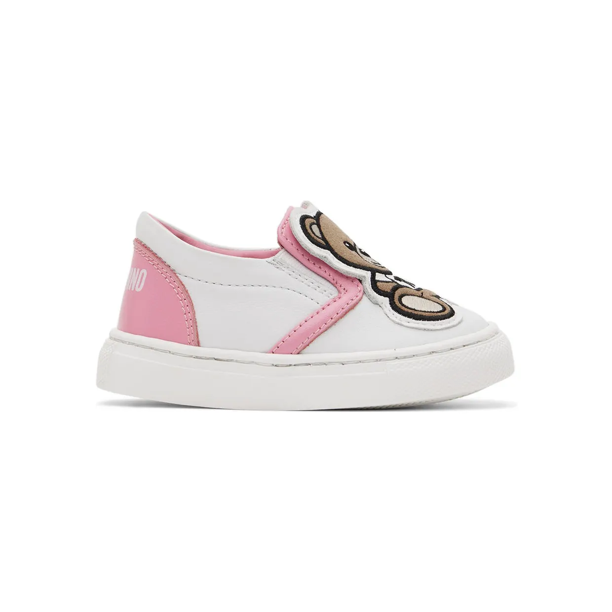 Moschino Baby White & Pink Teddy Slip-On Sneakers (71697)