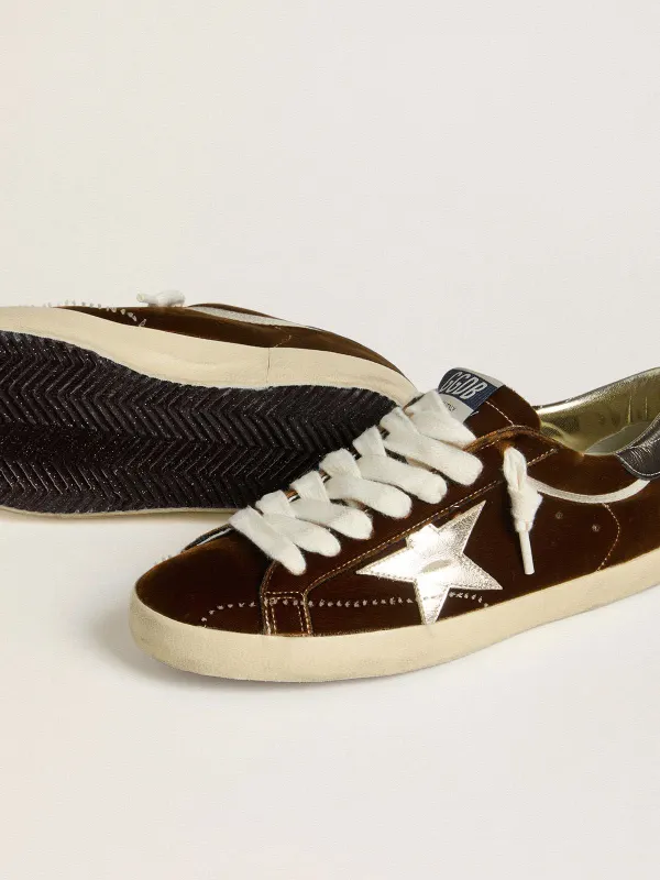 Golden Goose Super-Star In Cognac Velvet With Metallic Leather Star And Heel Tab (GWF01016.F007893.55713) (4)
