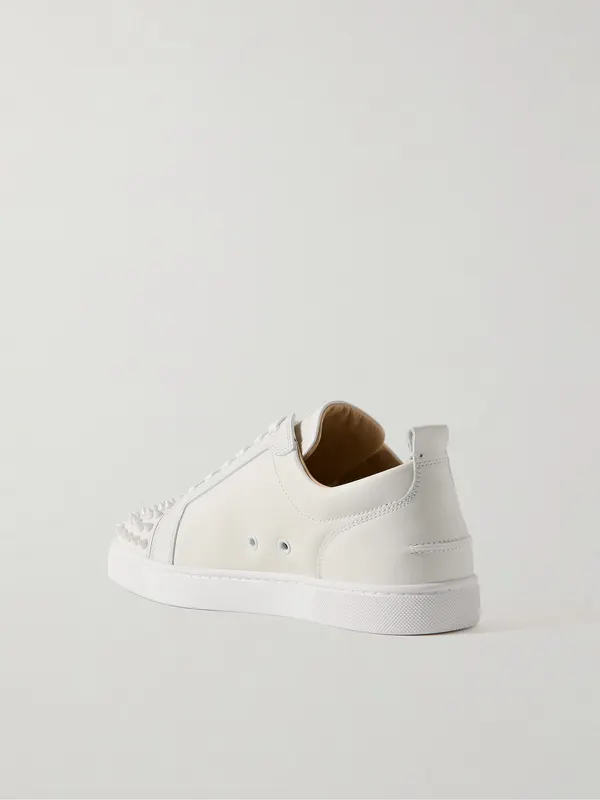 Christian Louboutin Louis Junior Spikes Cap-Toe Leather Sneakers White (3240422) (4)
