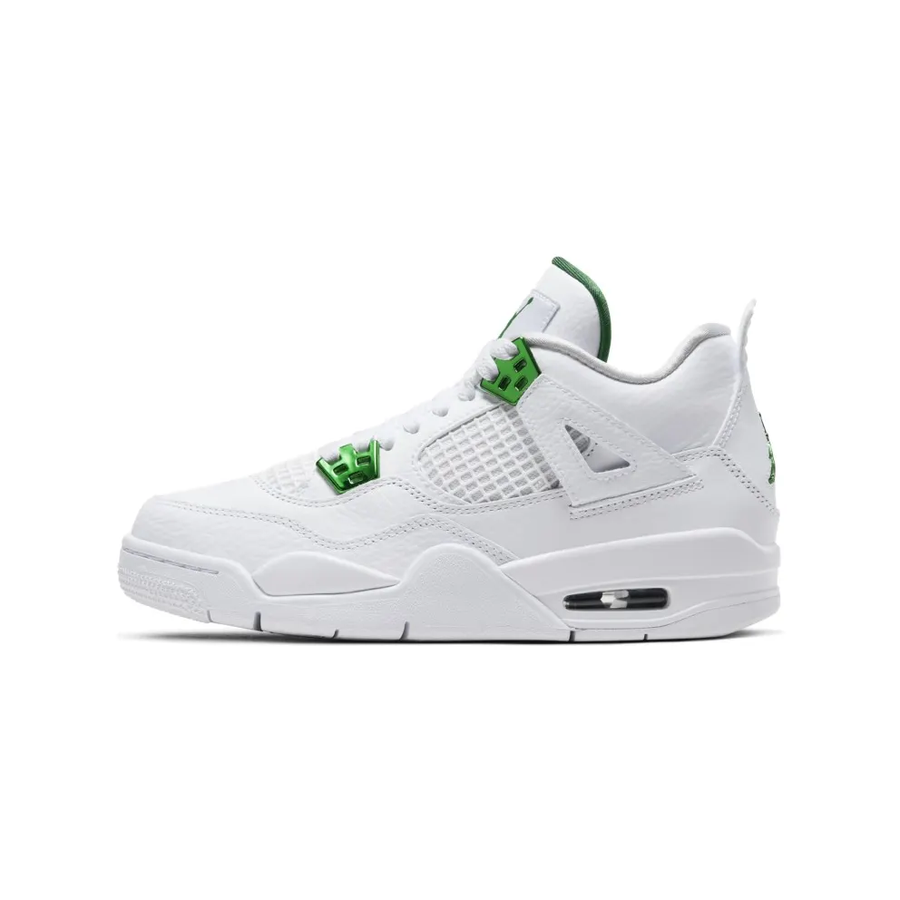 Jordan 4 Retro Metallic Green (GS) White/Metallic Silver-Pine Green (408452-113)