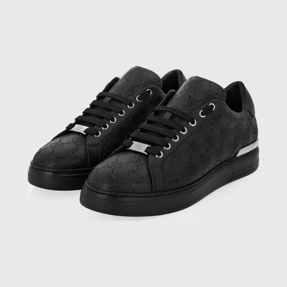 Philipp plein Leather Sneakers with Rhinestone Hexagon Black (AAESUSC0866PLE005N0202)