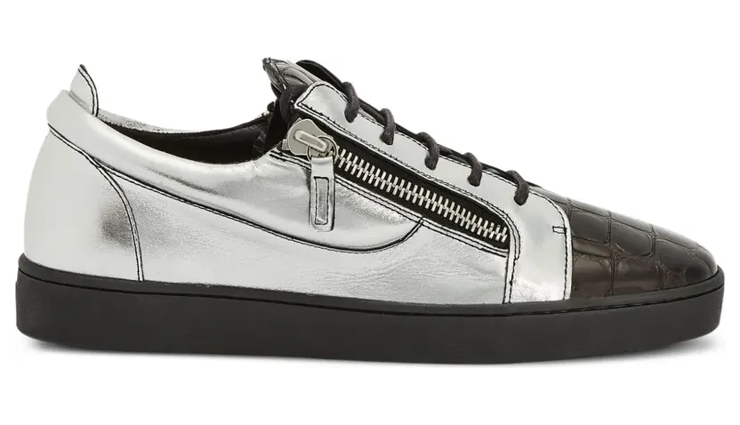 Giuseppe Zanotti Frankie sneakers met metallic krokodillen-reliëf – Grijs (RU10071K28)