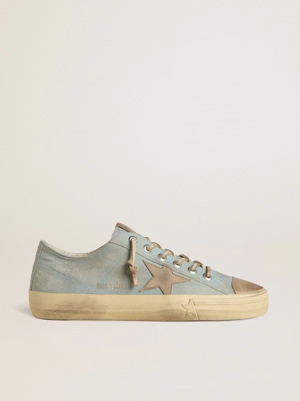 Golden Goose V-Star In Light Blue Canvas With Dove-Gray Leather Star (GMF00129.F007500.50934)