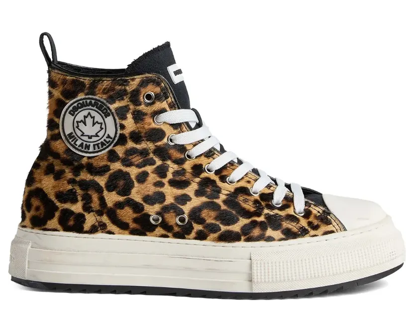 DSQUARED2 High-Top-Sneakers mit Leo-Print – Schwarz (SNM030801506782)