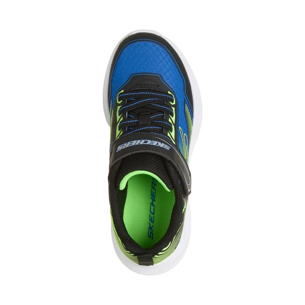 Skechers Microspec Velocity – Grid-Drift Sneaker Black/Blue/Limoen