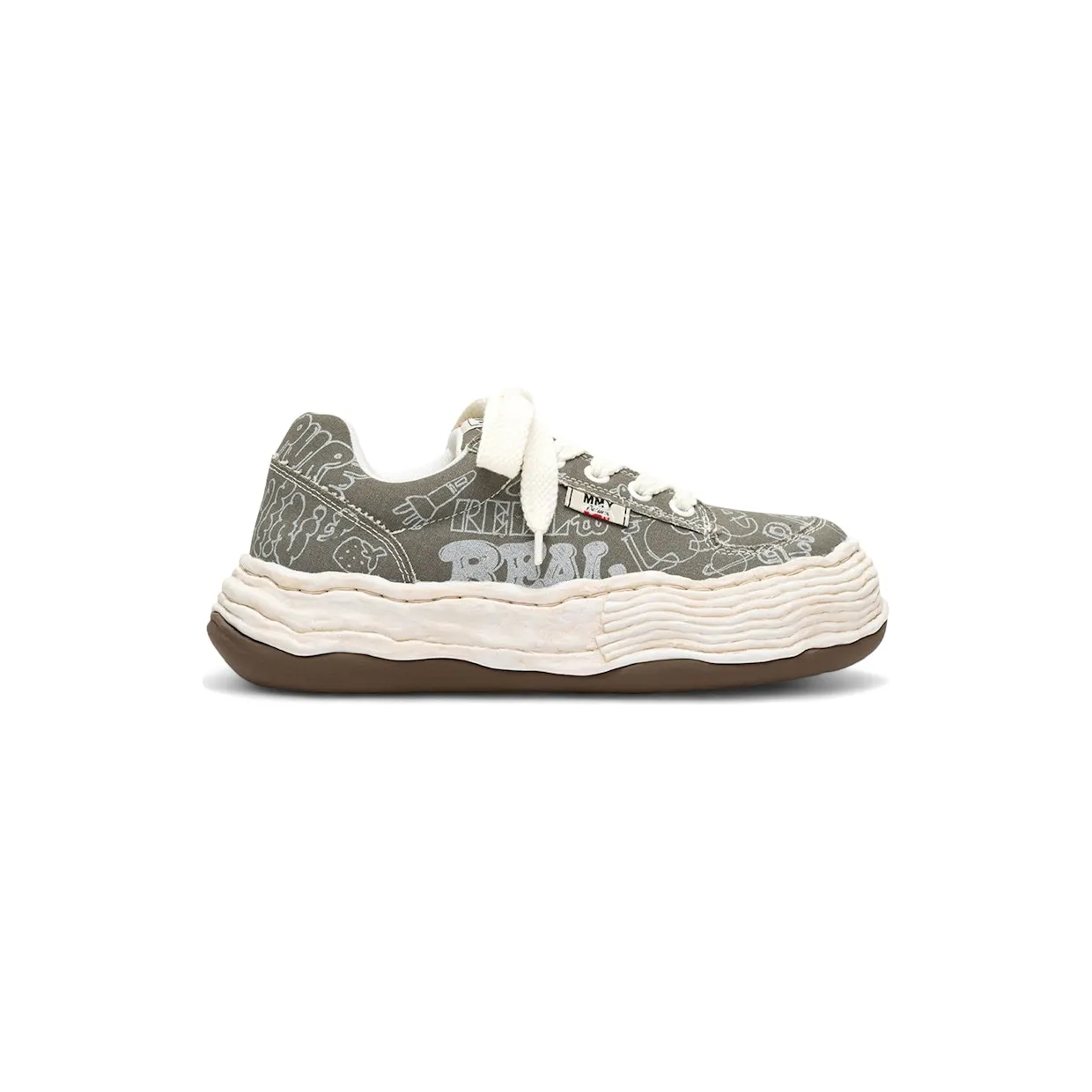 Maison Mihara Yasuhiro Oliver OG Sole Graffiti Printed Canvas Low Green (A16FW705-GRN)