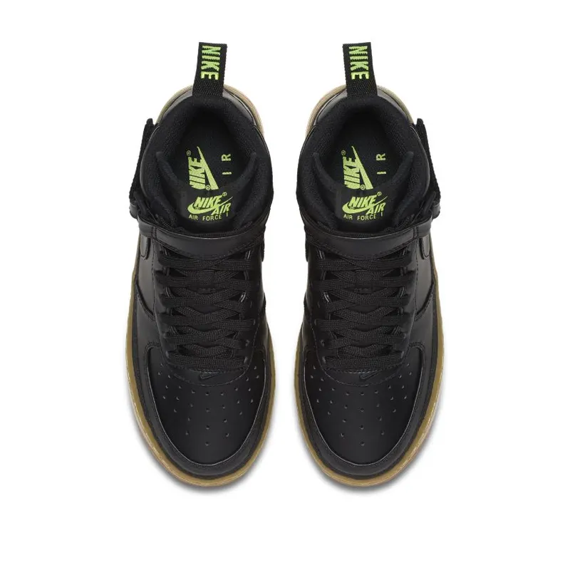 Nike Air Force 1 Mid Black Gum Volt (GS) Black/Black-Gum Light Brown-Volt (820342-004)