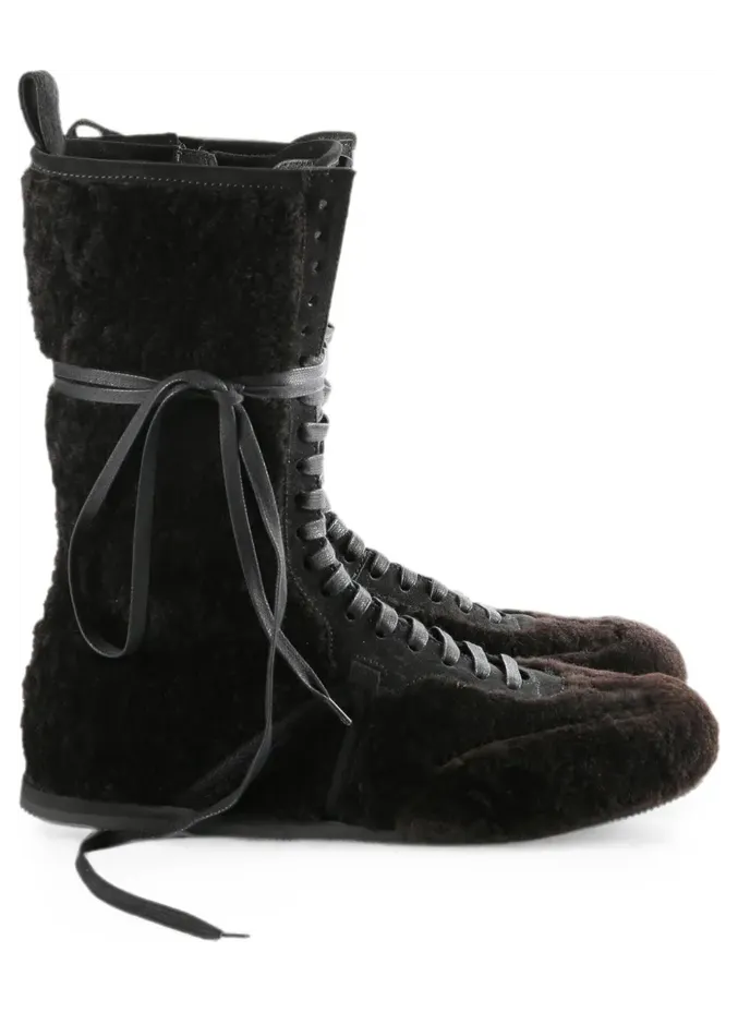 Ann Demeulemeester Fides High-Top-Sneakers mit Shearling “Brown” (2502WN34FR008)