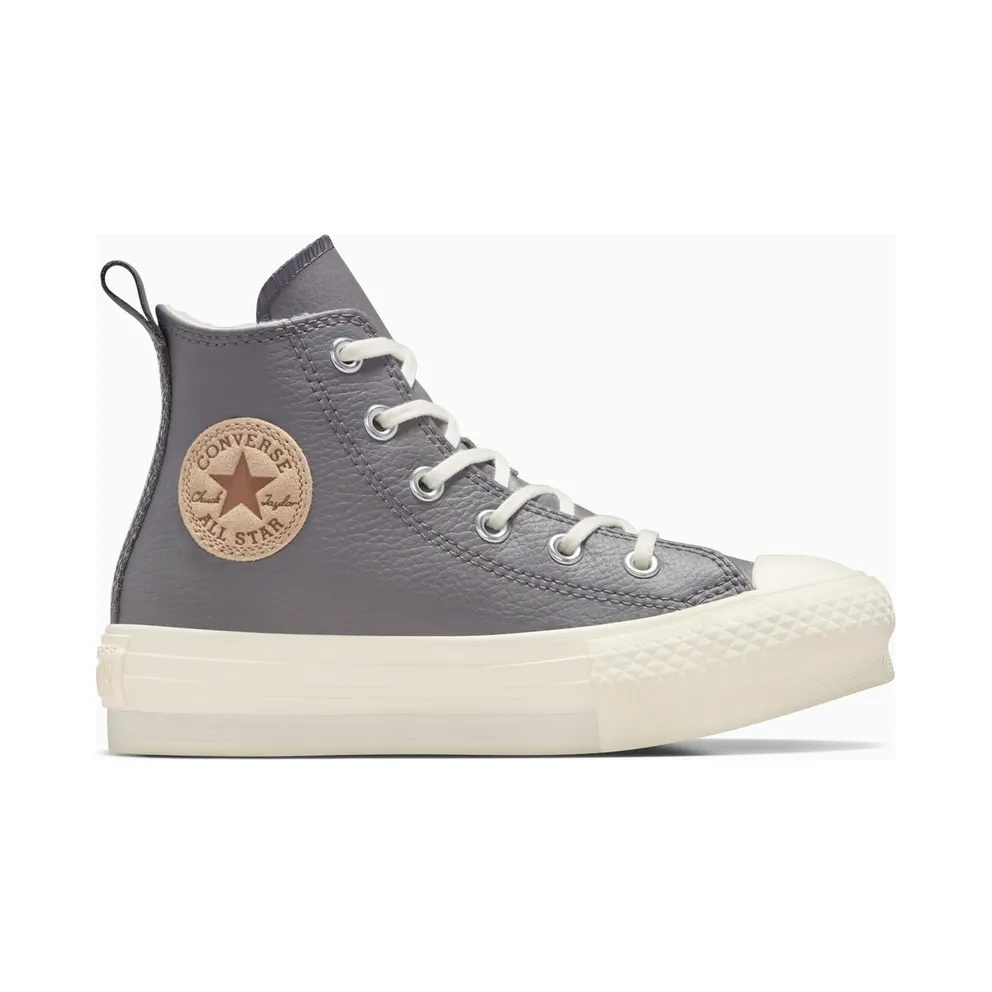 Converse Chuck Taylor All Star EVA Lift Platform Fleece-Lined Leather Sharkskin/Warm Quarry/Egret (A09260C)