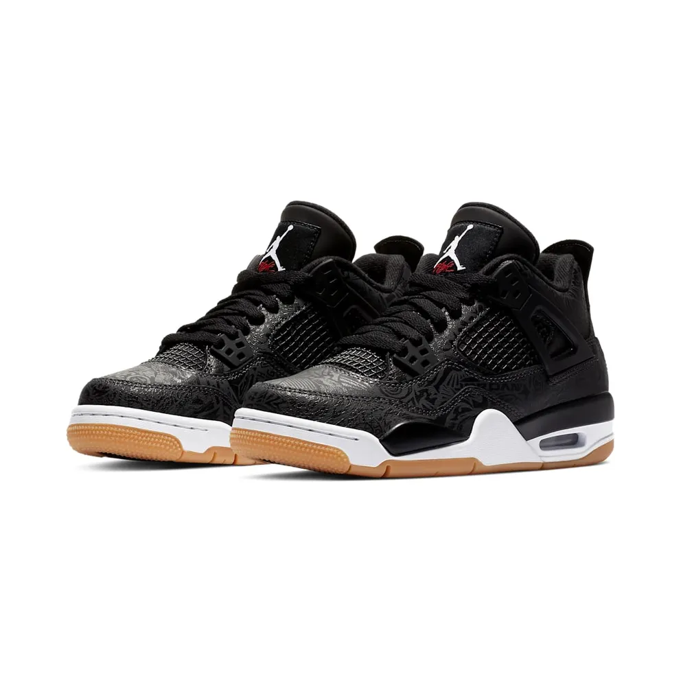 Jordan 4 Retro Laser Black Gum (GS) Black/White-Gum Light Brown-University Red (CI2970-001)