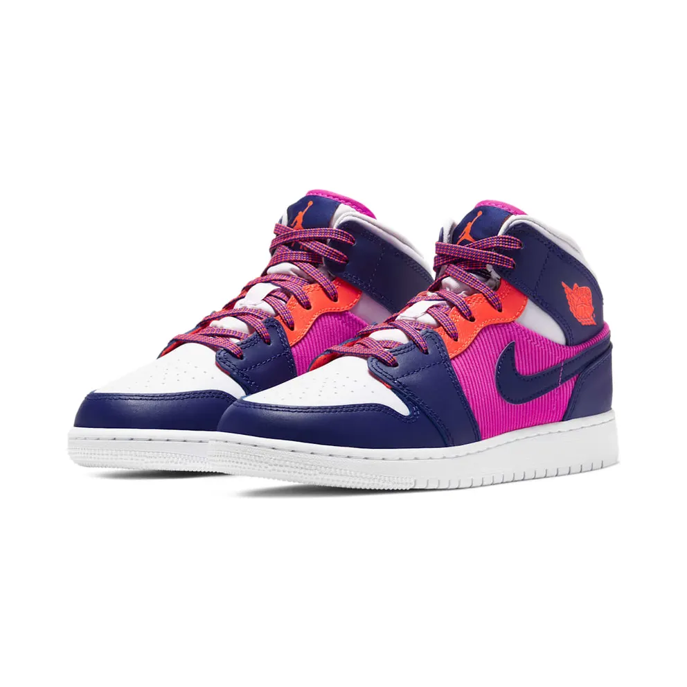 Jordan 1 Mid Fire Pink Barely Grape (GS) Fire Pink/Barely Grape-Hyper Crimson-Regency Purple (555112-602)