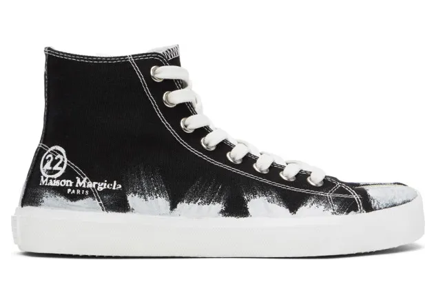 Maison Margiela Black and White Vandal Tabi High-Top Sneakers (S57WS0348 P3719 H8328)