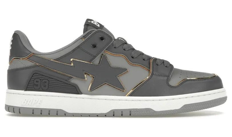 A Bathing Ape Bape SK8 Sta Grey Gold White (1J30-291-025)