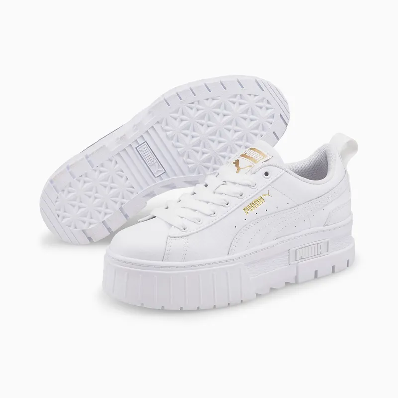 PUMA Mayze Leather Youth White/Gold (384527-01)