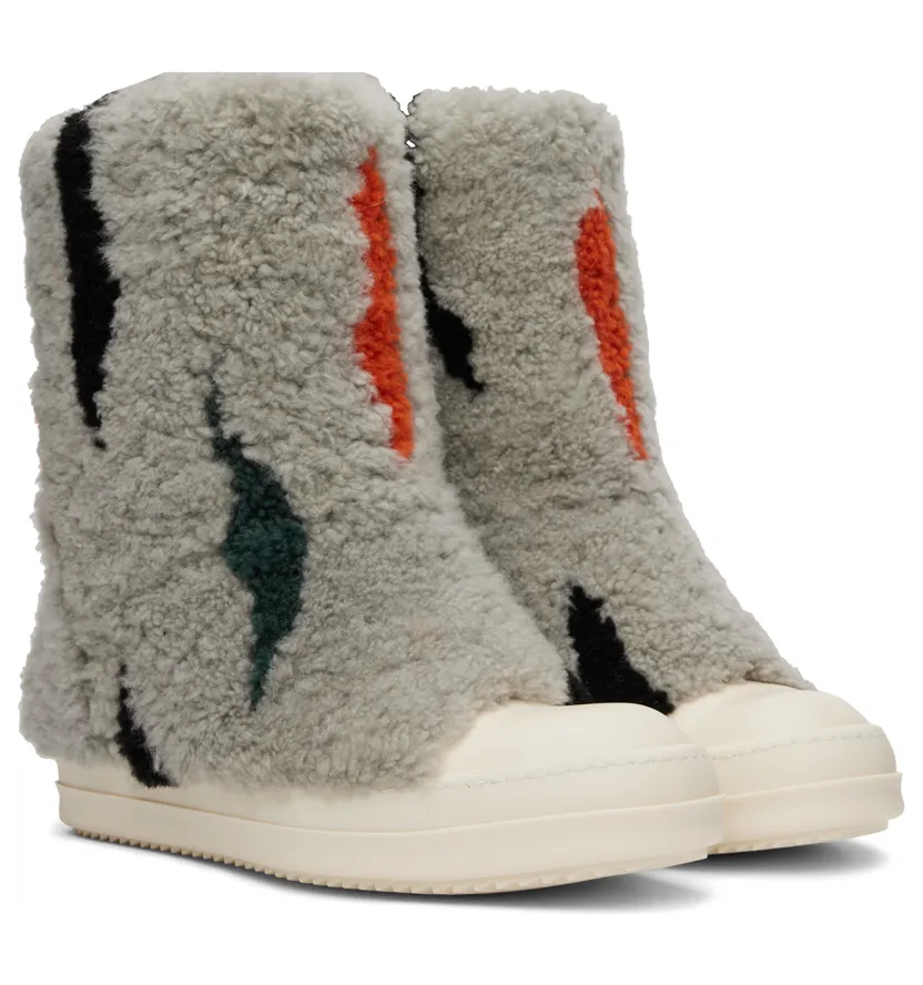 Rick Owens Gray Jumbo Puffer Shearling Sneakers (RU02B2870 LSHPZE) (4)