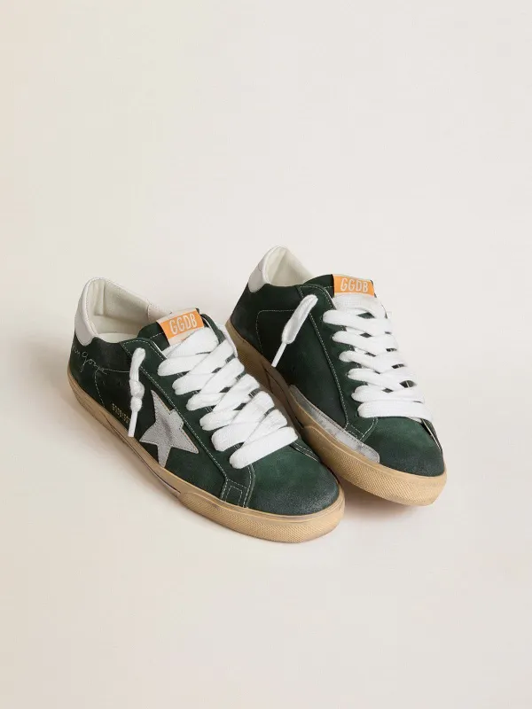 Golden Goose Super-Star In Green Suede With Silver Metallic Leather Star And Leather Heel Tab (GMF01015.F007890.60643) (2)