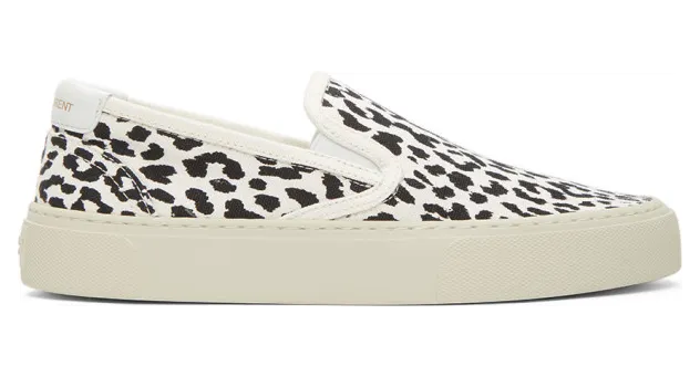 Saint Laurent Black and White Venice Slip-On Sneakers (585739 1YP10)