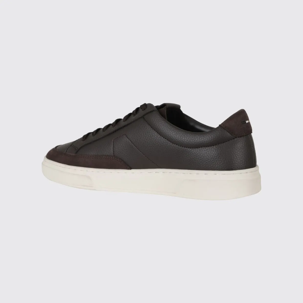Boss Kieran Low-Top Trainers in Grained Leather with Printed Logo Brown (50568536201) (2)