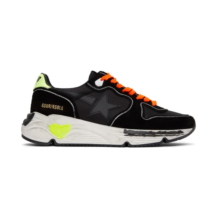 Golden Goose Black and Yellow Running Sole Sneakers (GMF00126.F000654.901)