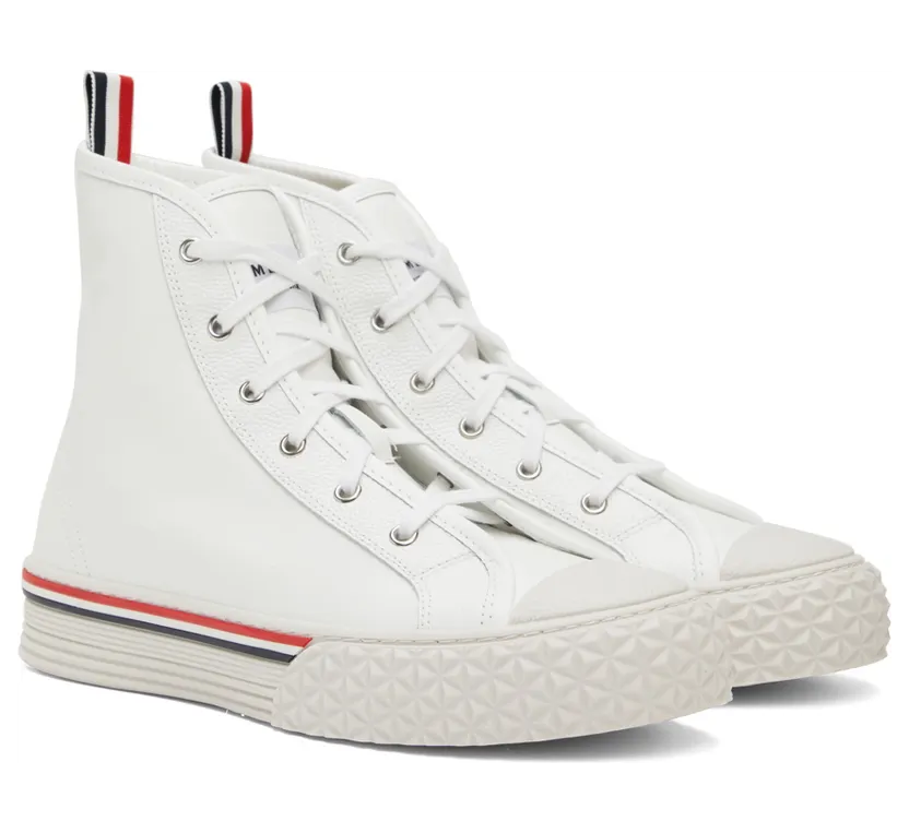 Thom Browne White Collegiate High Top Sneakers (MFD243E-05584) (4)