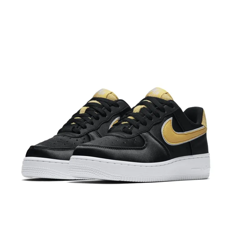 Nike Air Force 1 Low Satin Black Wheat Gold (W) Black/Wheat Gold (AA0287-005)