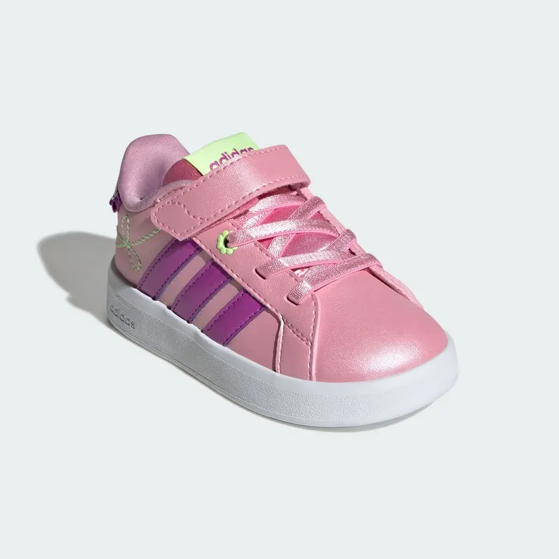 Adidas GRAND COURT 3.0 Shoes PEUTERS Girls St Tropic Bloom / Purple Burst / Hi-Res Yellow (KI1757)