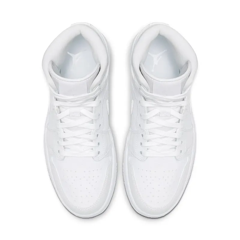 Jordan 1 Mid Triple White Patent Swoosh (W) White/White-White (BQ6472-100)