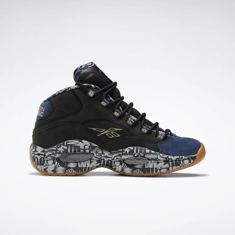Reebok Question Mid Iverson Classic Black/Collegiate Navy-Solid Grey (Other Brands Reebok)