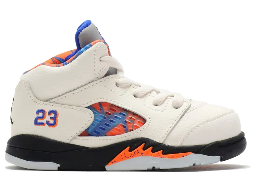 Air Jordan 5 Retro TD ‘International Flight’ Sail/Orange Peel-Black-Hyper Royal (440890-148)
