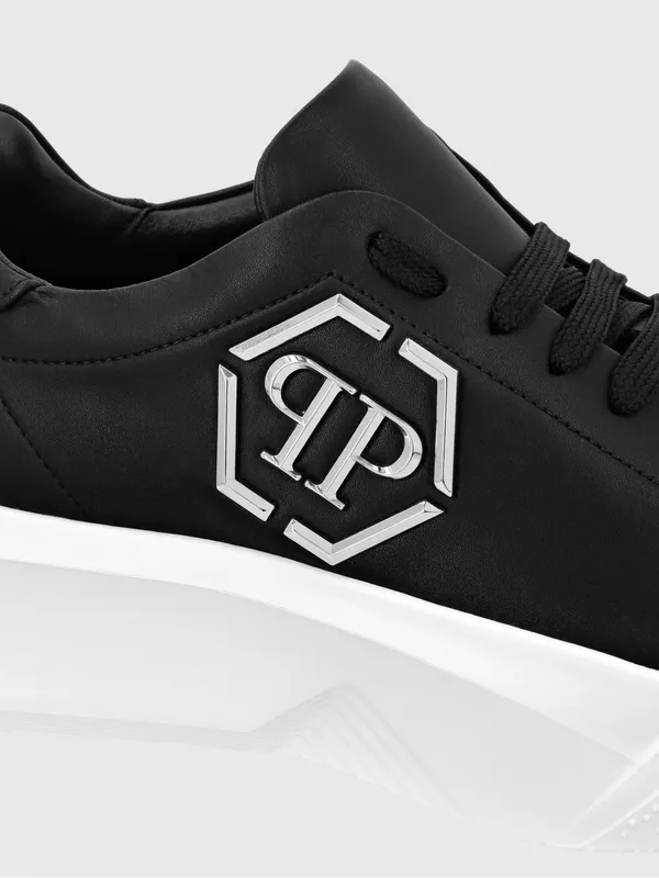 Philipp plein Smooth Leather Low-Top Sneakers with Monogram and Hexagon Logo Black (UABSUSC0348PLE075N02) (2)