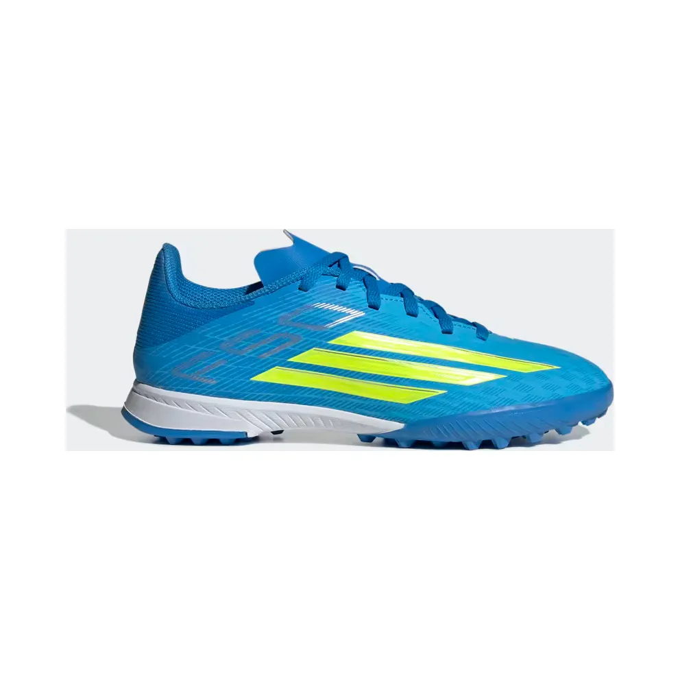 adidas F50 League Turf Football Shoes Kids “Lucid Ray Blue / Team Solar Yellow 2 / Lucid Aquamarine” (JR9017)