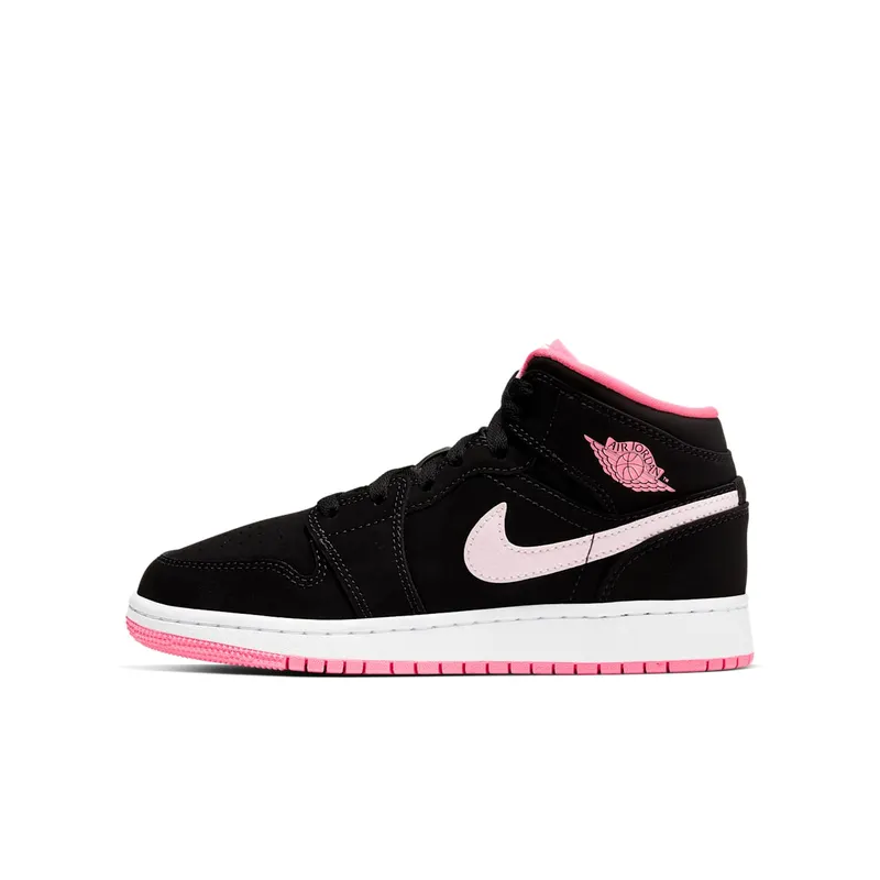 Jordan 1 Mid Black Digital Pink (GS) Black/Digital Pink-White-Pink Foam (555112-066)